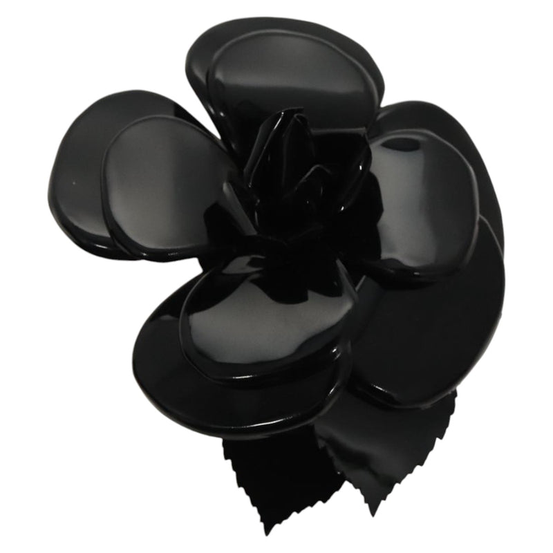 Chanel Camellia Black Plastic Brooch Jewelry (Pre-Owned)