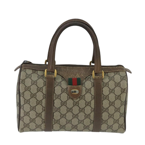 Gucci Gg Supreme Beige Canvas Travel Bag (Pre-Owned)