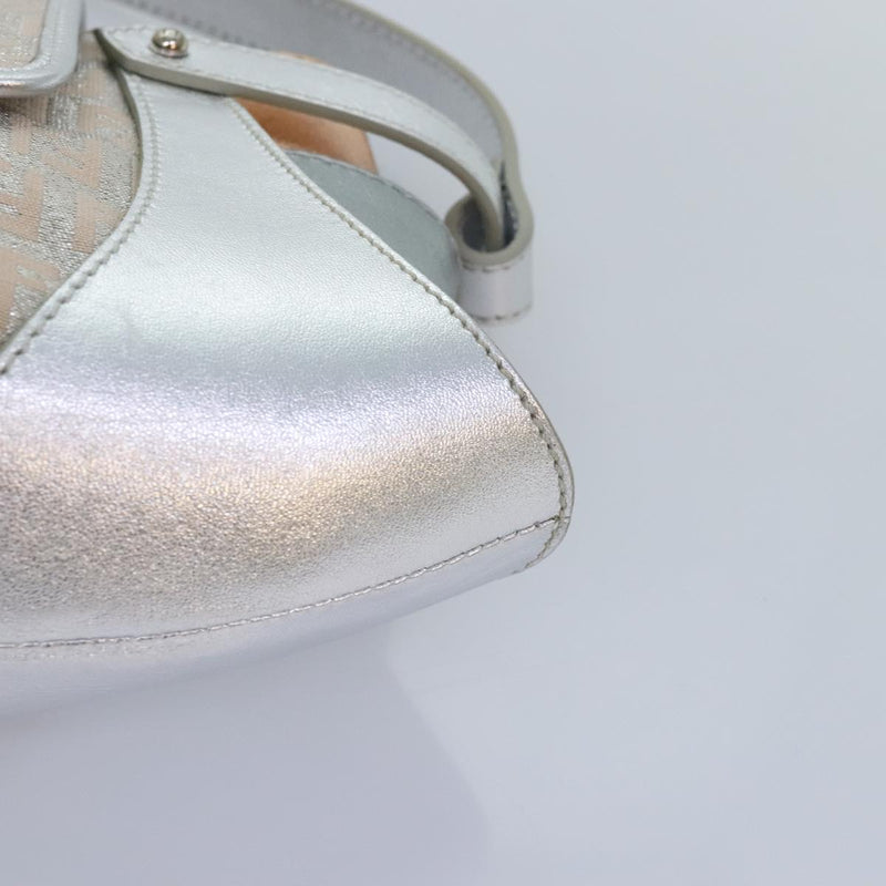 Fendi Zucchino Silver Canvas Handbag (Pre-Owned)