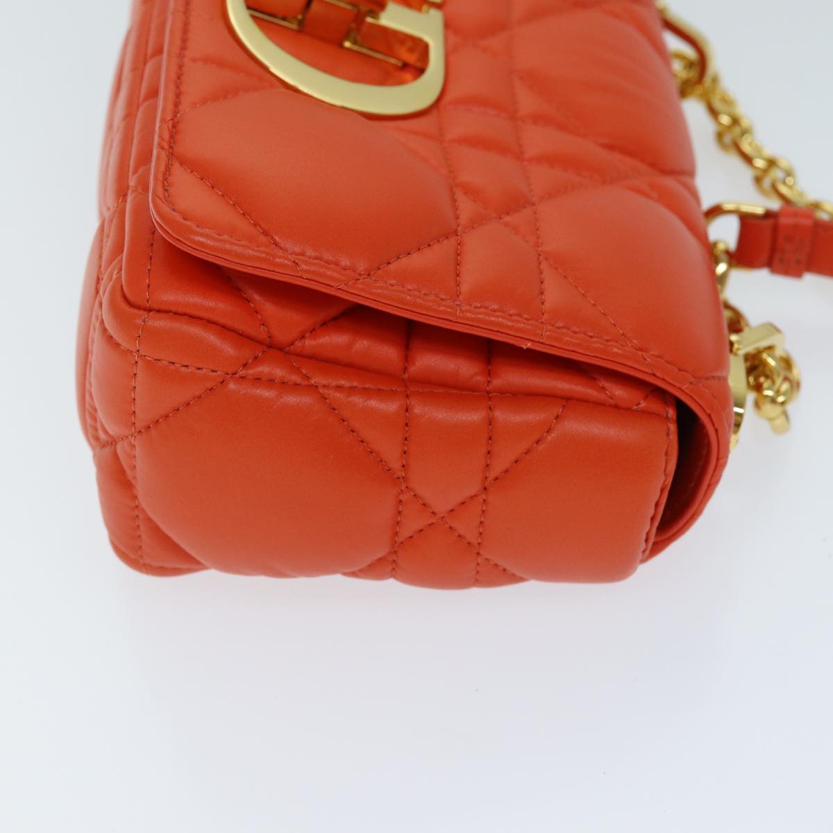 Dior Caro Orange Leather Shoulder Bag (Pre-Owned)