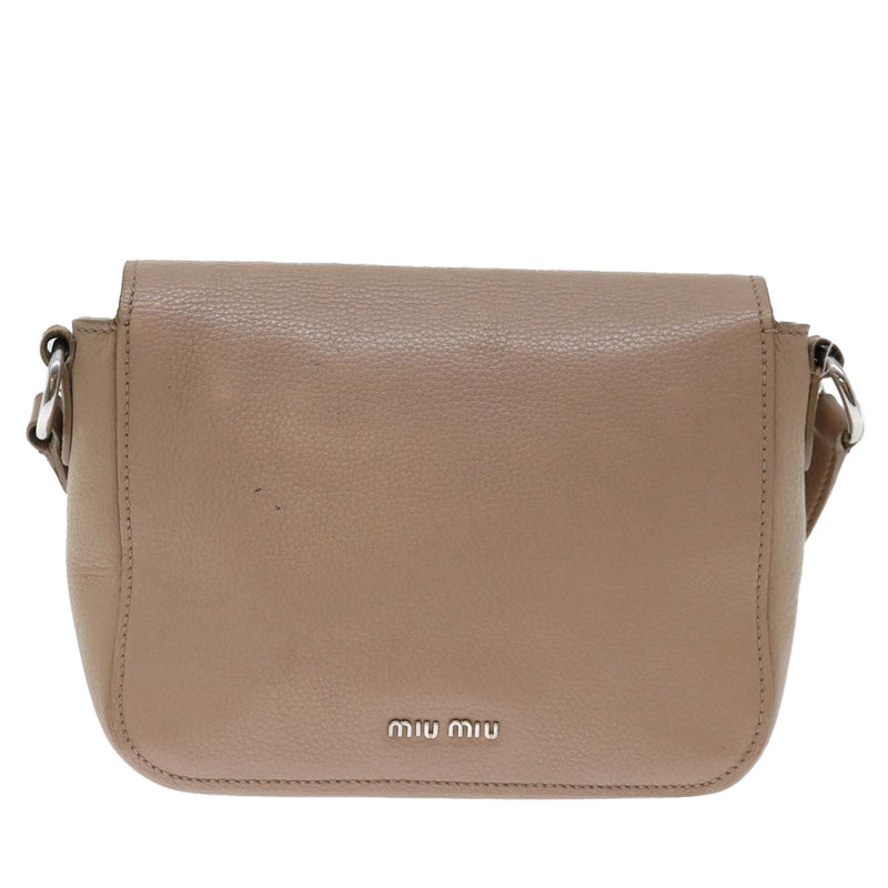 Miu Miu Vitello Beige Leather Shoulder Bag (Pre-Owned)