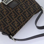 Fendi Mamma Baguette Brown Canvas Shoulder Bag (Pre-Owned)