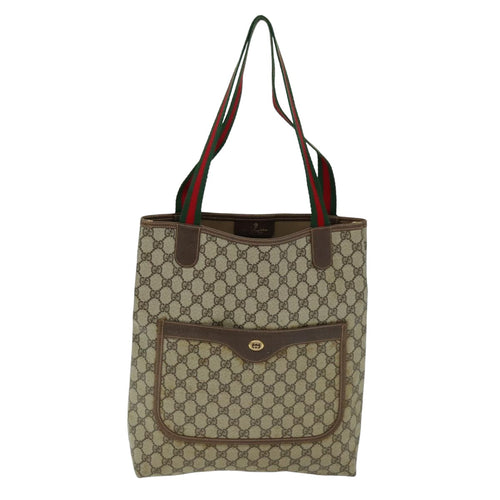 Gucci Shima Line Beige Canvas Tote Bag (Pre-Owned)