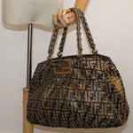 Fendi Zucca Gold Canvas Handbag (Pre-Owned)