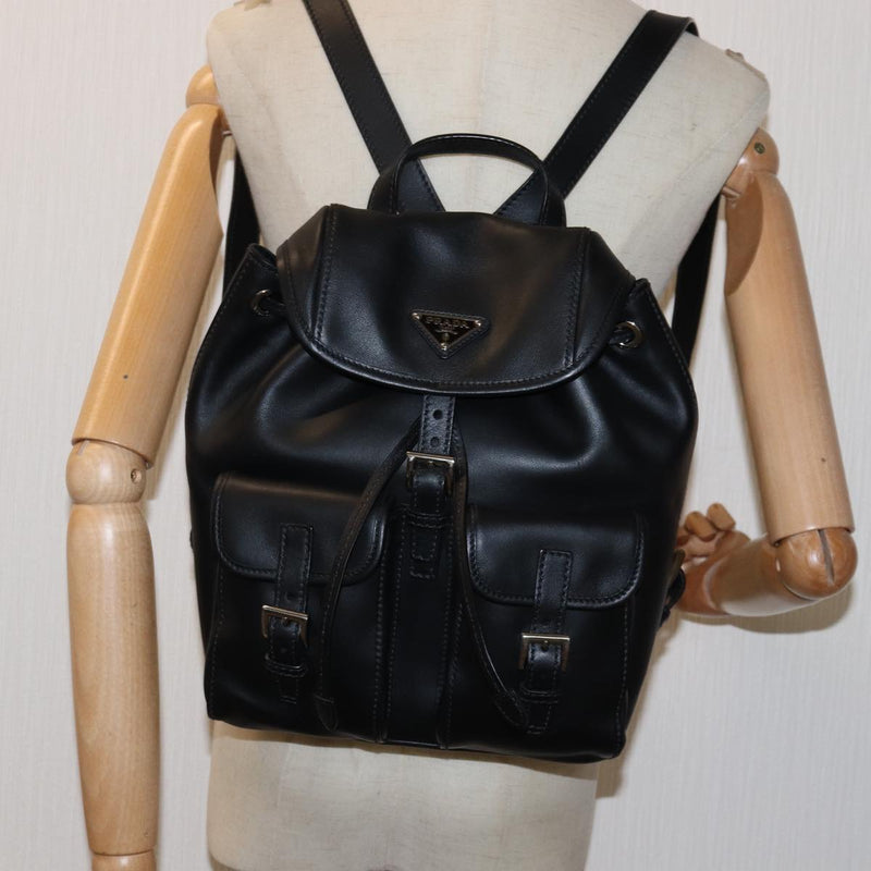 Prada Black Leather Backpack Bag (Pre-Owned)