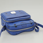 MCM Visetos Blue Canvas Shoulder Bag (Pre-Owned)