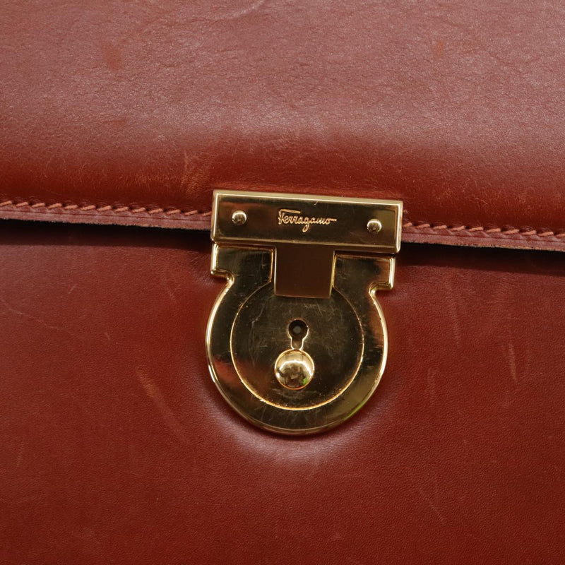 Salvatore Ferragamo Brown Leather Briefcase Bag (Pre-Owned)