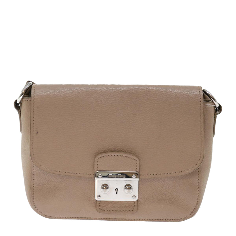 Miu Miu Vitello Beige Leather Shoulder Bag (Pre-Owned)