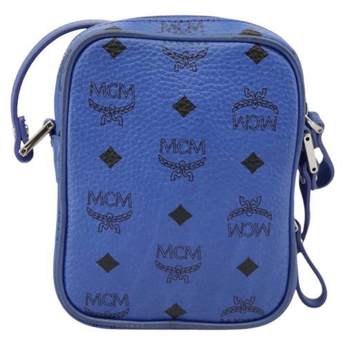 MCM Visetos Blue Canvas Shoulder Bag (Pre-Owned)