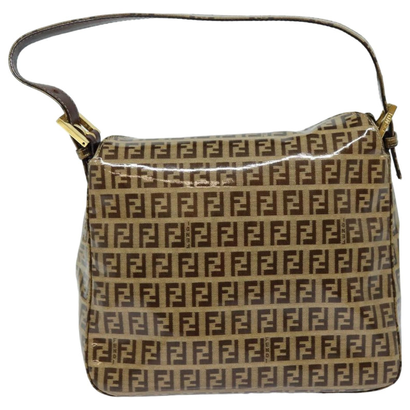 Fendi Mamma Baguette Beige Canvas Shoulder Bag (Pre-Owned)