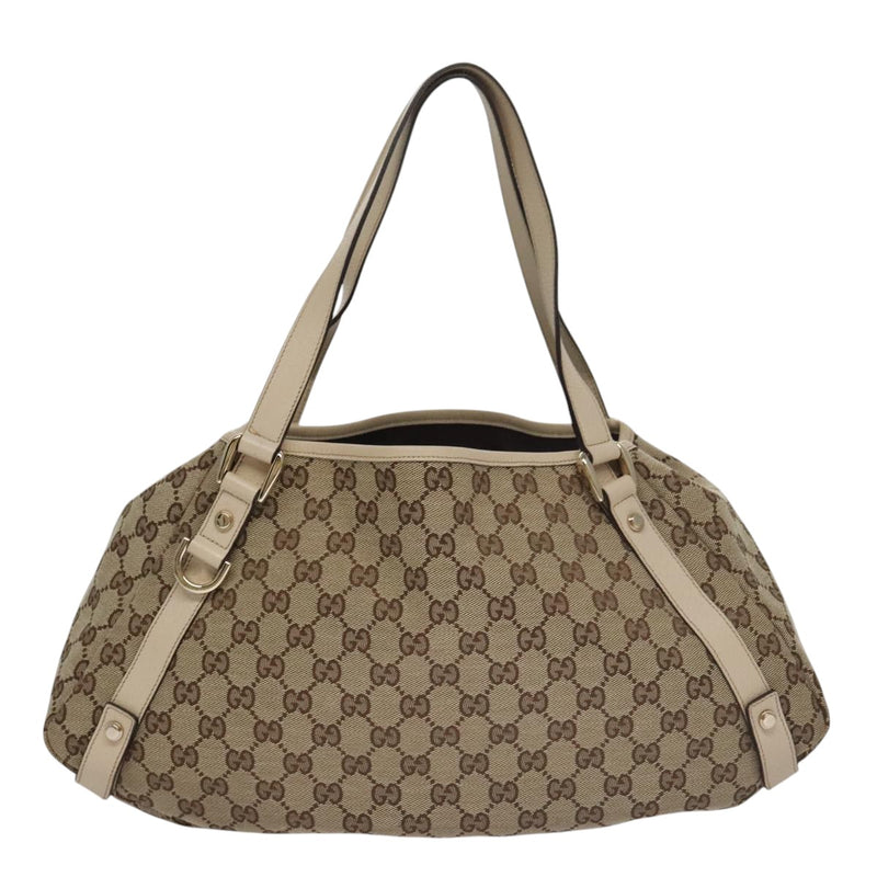 Gucci Abbey Beige Canvas Tote Bag (Pre-Owned)