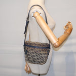 Fendi Zucchino Navy Canvas Shoulder Bag (Pre-Owned)