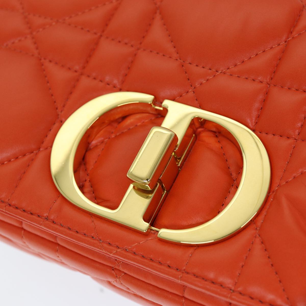 Dior Caro Orange Leather Shoulder Bag (Pre-Owned)