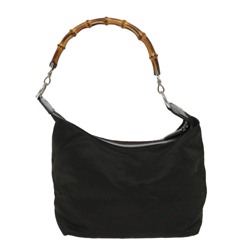 Gucci Bamboo Black Synthetic Shoulder Bag (Pre-Owned)