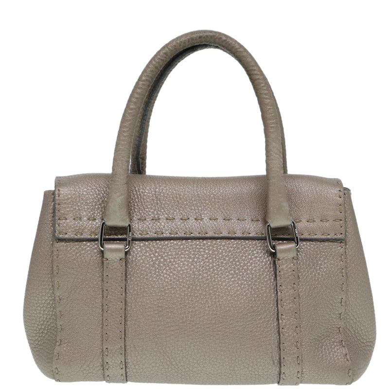 Fendi Selleria Grey Leather Handbag (Pre-Owned)