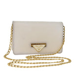 Prada Saffiano Beige Leather Shoulder Bag (Pre-Owned)