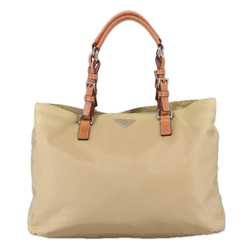 Prada Re-Nylon Beige Canvas Tote Bag (Pre-Owned)