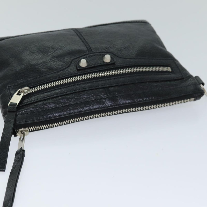 Balenciaga Clip L Black Leather Clutch Bag (Pre-Owned)