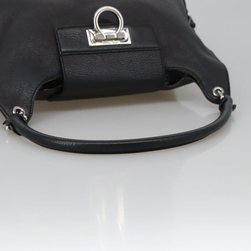 Salvatore Ferragamo Fanisa Black Leather Shoulder Bag (Pre-Owned)