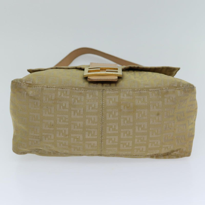 Fendi Mamma Baguette Beige Canvas Shoulder Bag (Pre-Owned)