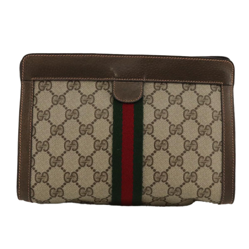 Gucci Sherry Beige Canvas Clutch Bag (Pre-Owned)