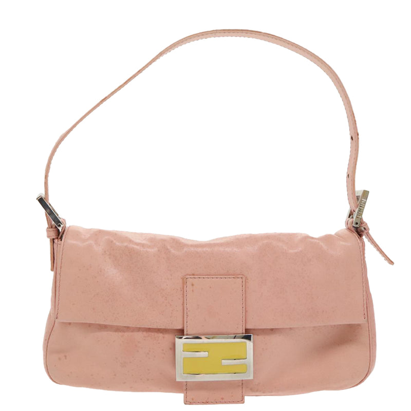 Fendi Baguette Pink Leather Shoulder Bag (Pre-Owned)