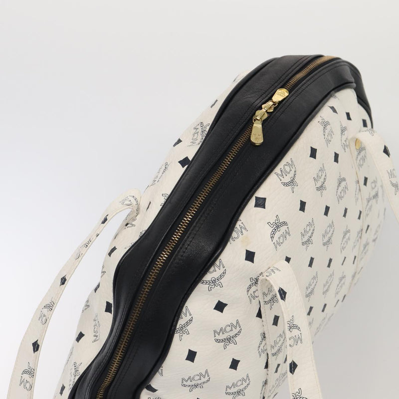 MCM Visetos White Canvas Shoulder Bag (Pre-Owned)