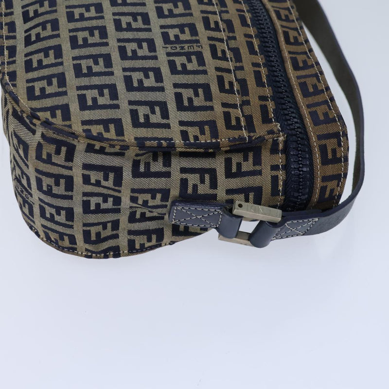 Fendi Zucchino Navy Canvas Shoulder Bag (Pre-Owned)