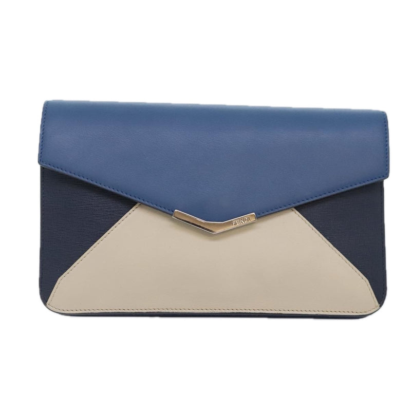 Fendi 2Jours Blue Leather Clutch Bag (Pre-Owned)