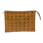 MCM Visetos Brown Canvas Clutch Bag (Pre-Owned)