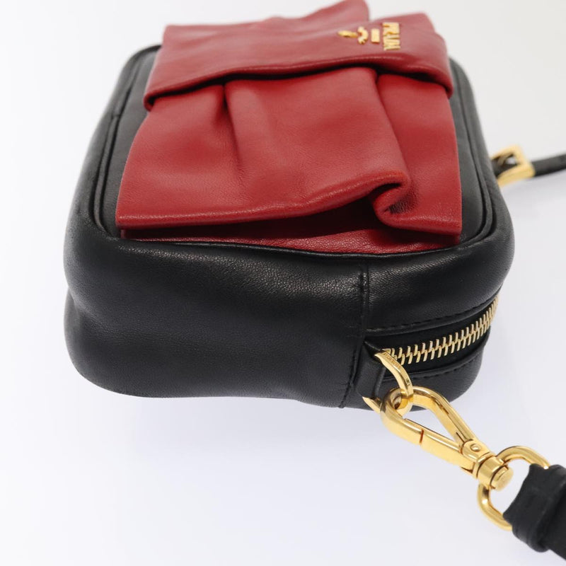 Prada Ribbon Red Leather Shoulder Bag (Pre-Owned)