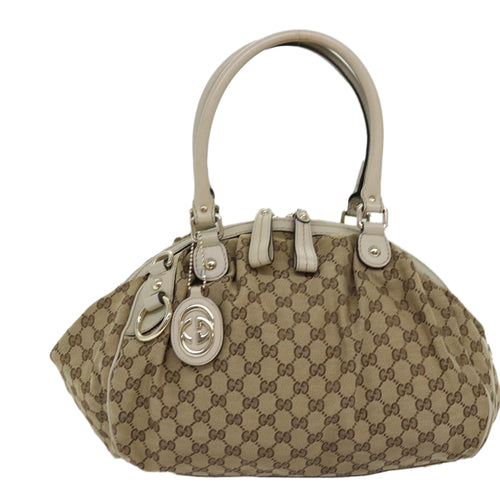 Gucci Sukey Beige Canvas Handbag (Pre-Owned)