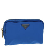 Prada Cosmetic Pouch Blue Synthetic Clutch Bag (Pre-Owned)