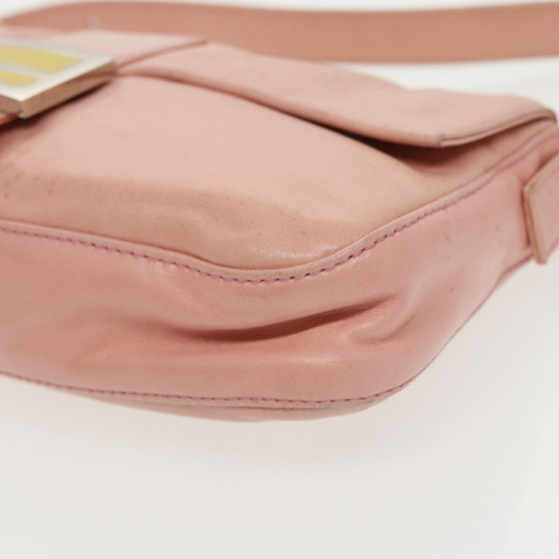 Fendi Baguette Pink Leather Shoulder Bag (Pre-Owned)