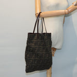 Fendi Zucca Brown Wool Tote Bag (Pre-Owned)