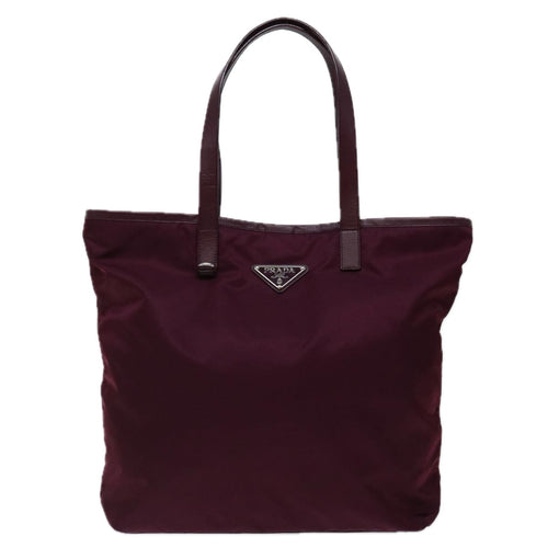 Prada Tessuto Burgundy Synthetic Tote Bag (Pre-Owned)