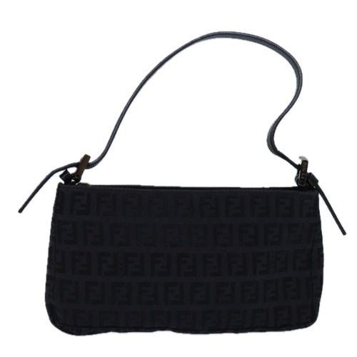 Fendi Zucchino Black Canvas Handbag (Pre-Owned)