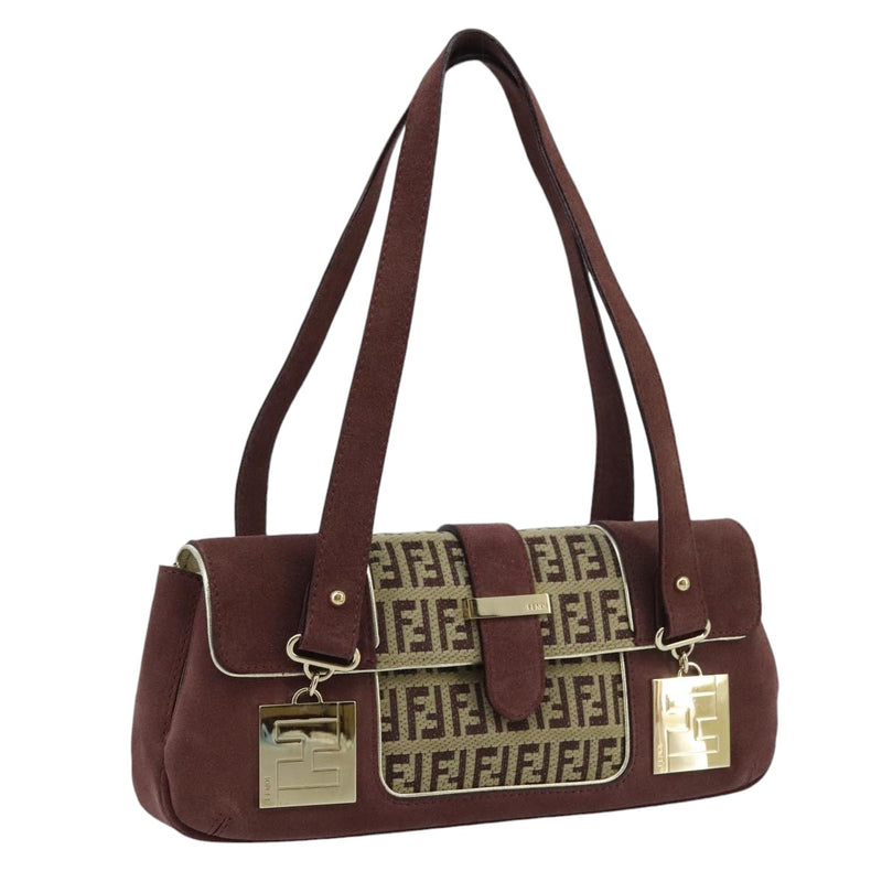 Fendi Baguette Burgundy Canvas Handbag (Pre-Owned)