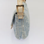 Fendi Baguette Blue Canvas Shoulder Bag (Pre-Owned)