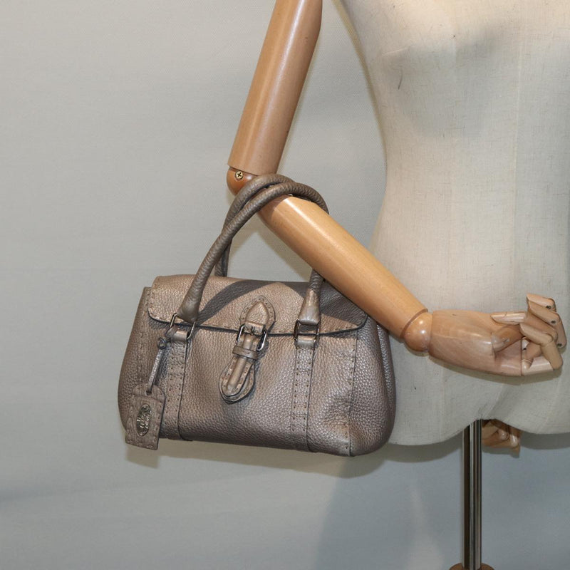 Fendi Selleria Grey Leather Handbag (Pre-Owned)