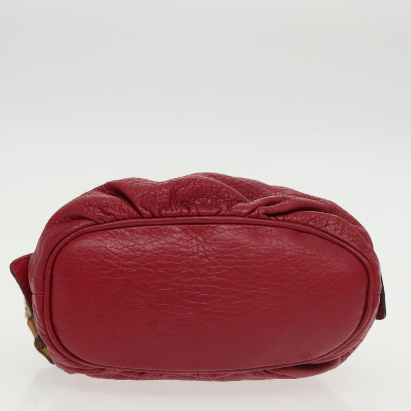 Gucci Bamboo Red Leather Clutch Bag (Pre-Owned)