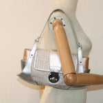 Fendi Zucchino Silver Canvas Handbag (Pre-Owned)