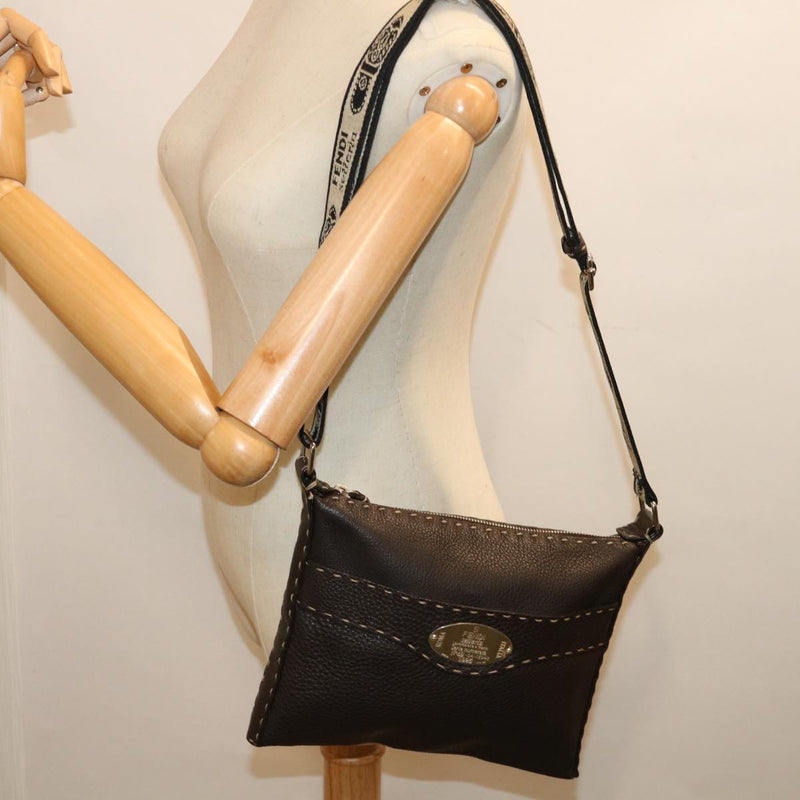 Fendi Selleria Brown Leather Shoulder Bag (Pre-Owned)