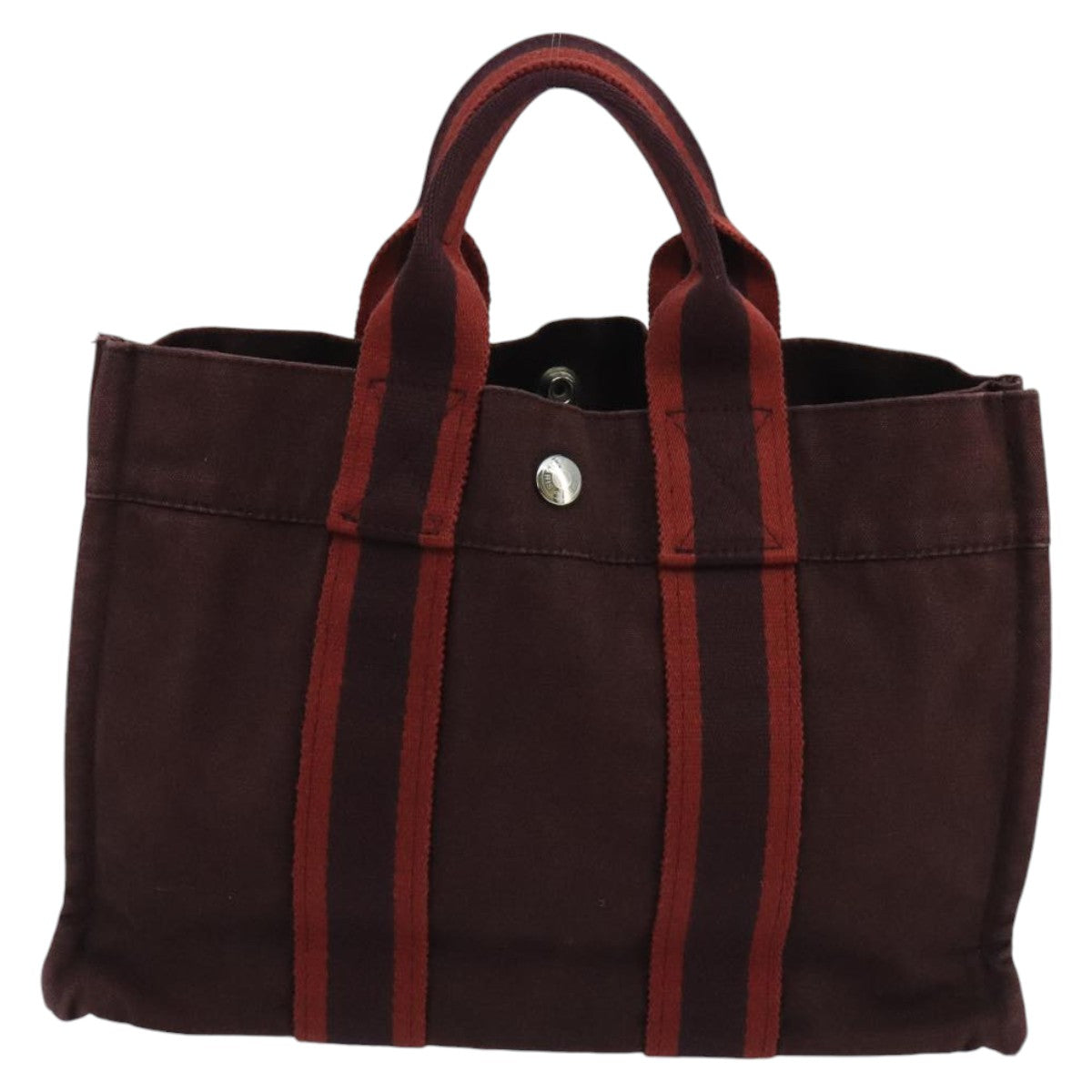 Hermès Fourre Tout Burgundy Canvas Tote Bag (Pre-Owned)