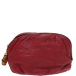 Gucci Bamboo Red Leather Clutch Bag (Pre-Owned)