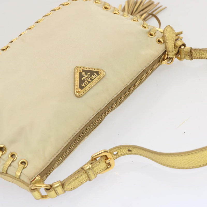 Prada Jacquard Beige Synthetic Handbag (Pre-Owned)