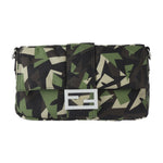 Fendi Beige Black Green Nylon Leather Clutch Bag Fanny Pack Shoulder Bag (Pre-Owned)