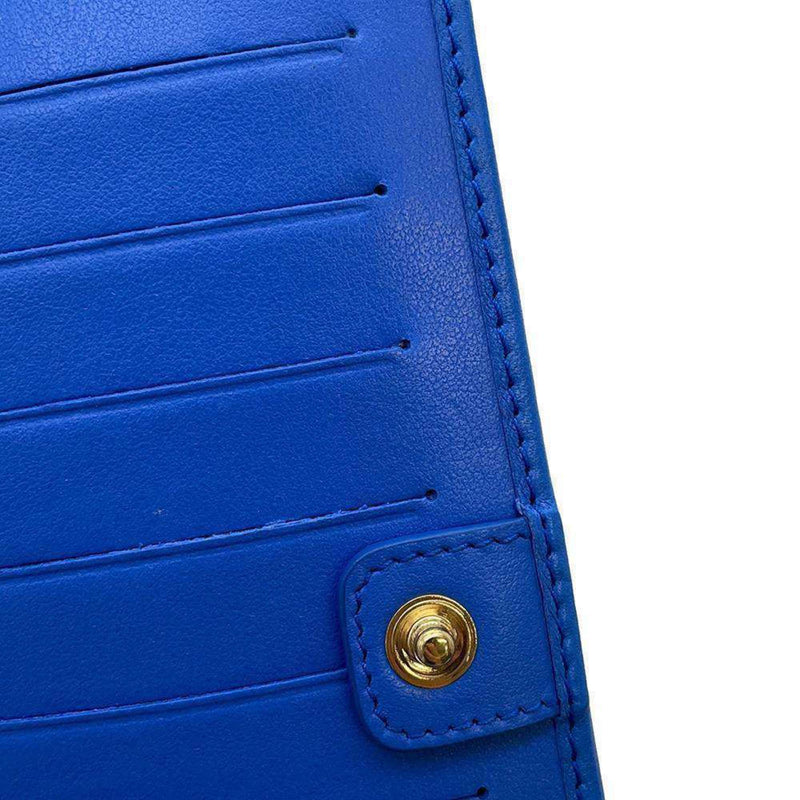 Salvatore Ferragamo Blue Leather Chain/Shoulder Wallet (Pre-Owned)