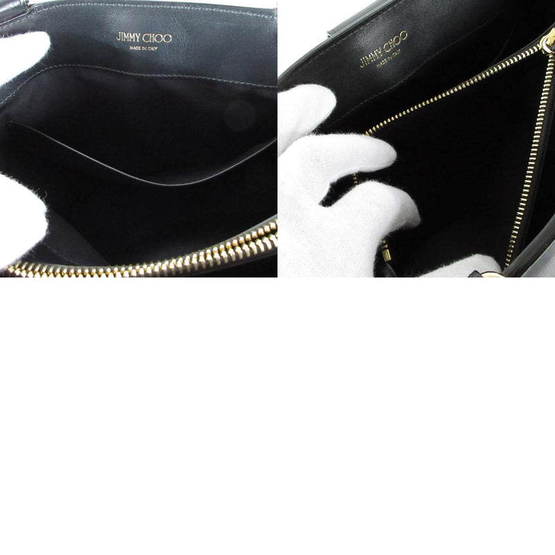 Jimmy Choo Black Leather Handbag Shoulder Bag (Pre-Owned)