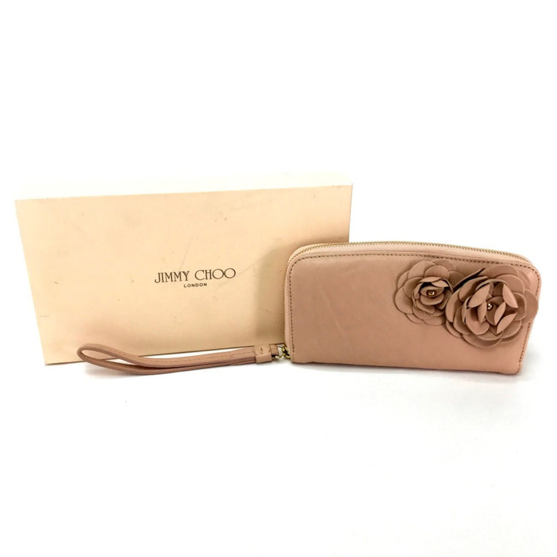 Jimmy Choo Beige Leather Long Wallet (Bi-Fold) (Pre-Owned)